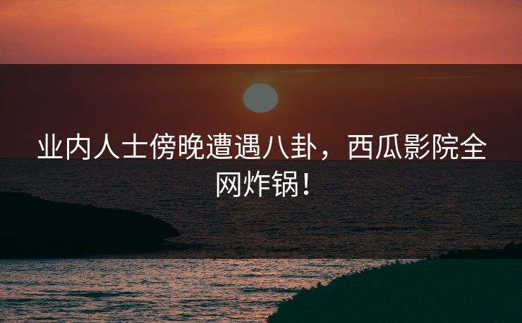 业内人士傍晚遭遇八卦，西瓜影院全网炸锅！